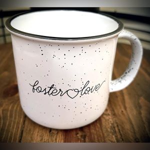 “Foster Love” Black & White Farmhouse Speckled Mug